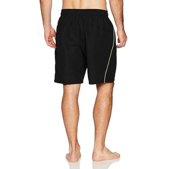 Speedo Men's Swim Trunk Knee Length Marina Volley Black Green Sz M. e20 - Picture 1 of 4